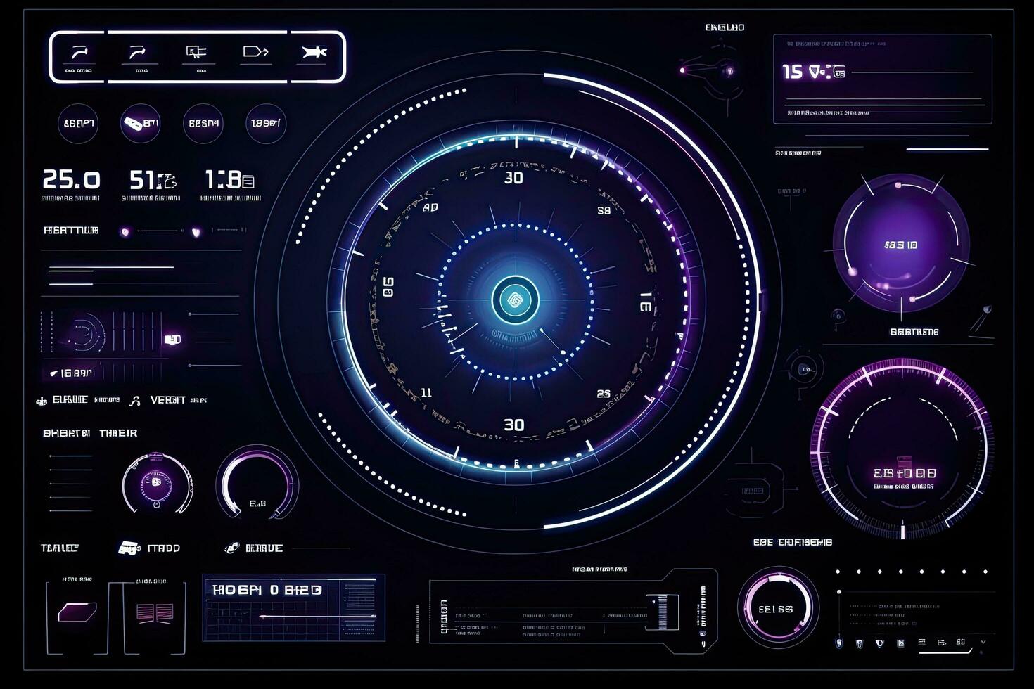 futuristico virtuale grafico toccare utente interfaccia, hud. per ragnatela, luogo, mobile applicazioni isolato su nero sfondo, tecno, in linea disegno, attività commerciale, hud elementi interfaccia per gui, ai generato foto