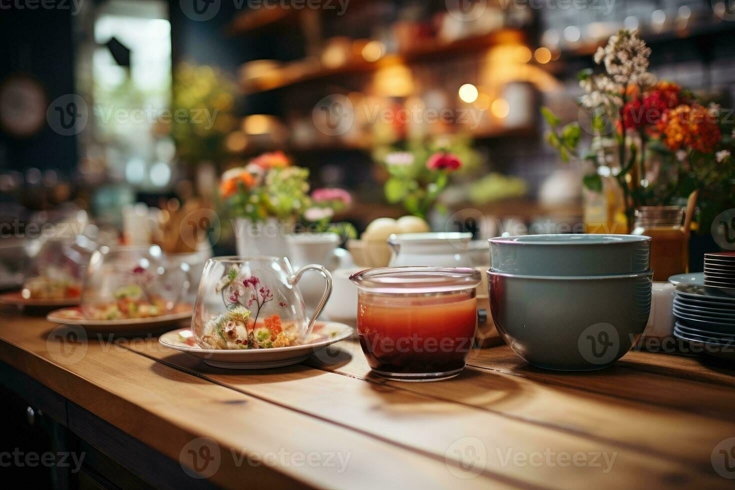 accogliente mattina situazione nel il cucina ai generato foto