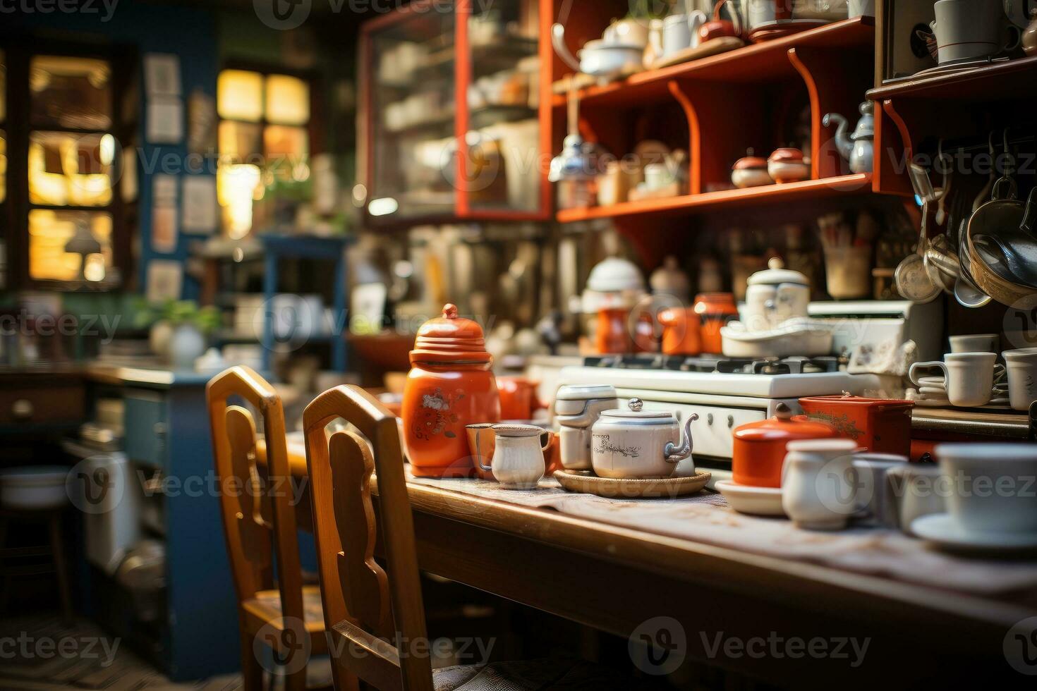 accogliente sera situazione nel il cucina ai generato foto