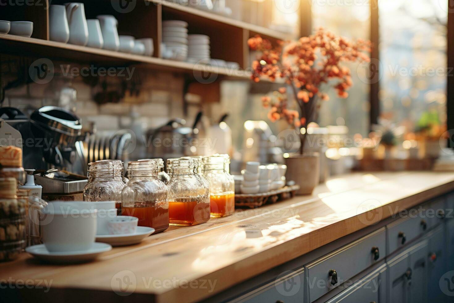 accogliente mattina situazione nel il cucina ai generato foto