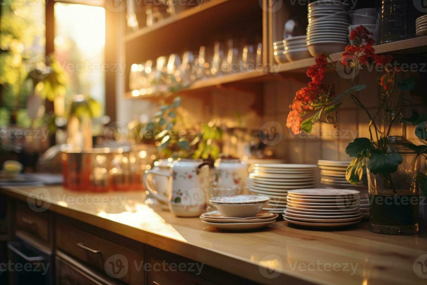 accogliente mattina situazione nel il cucina ai generato foto