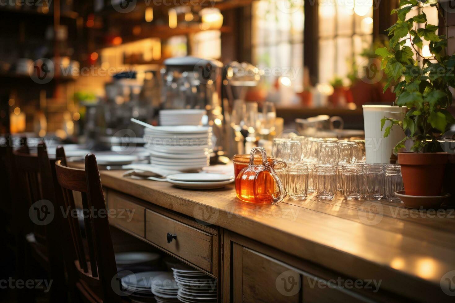 accogliente pomeriggio situazione nel il cucina ai generato foto