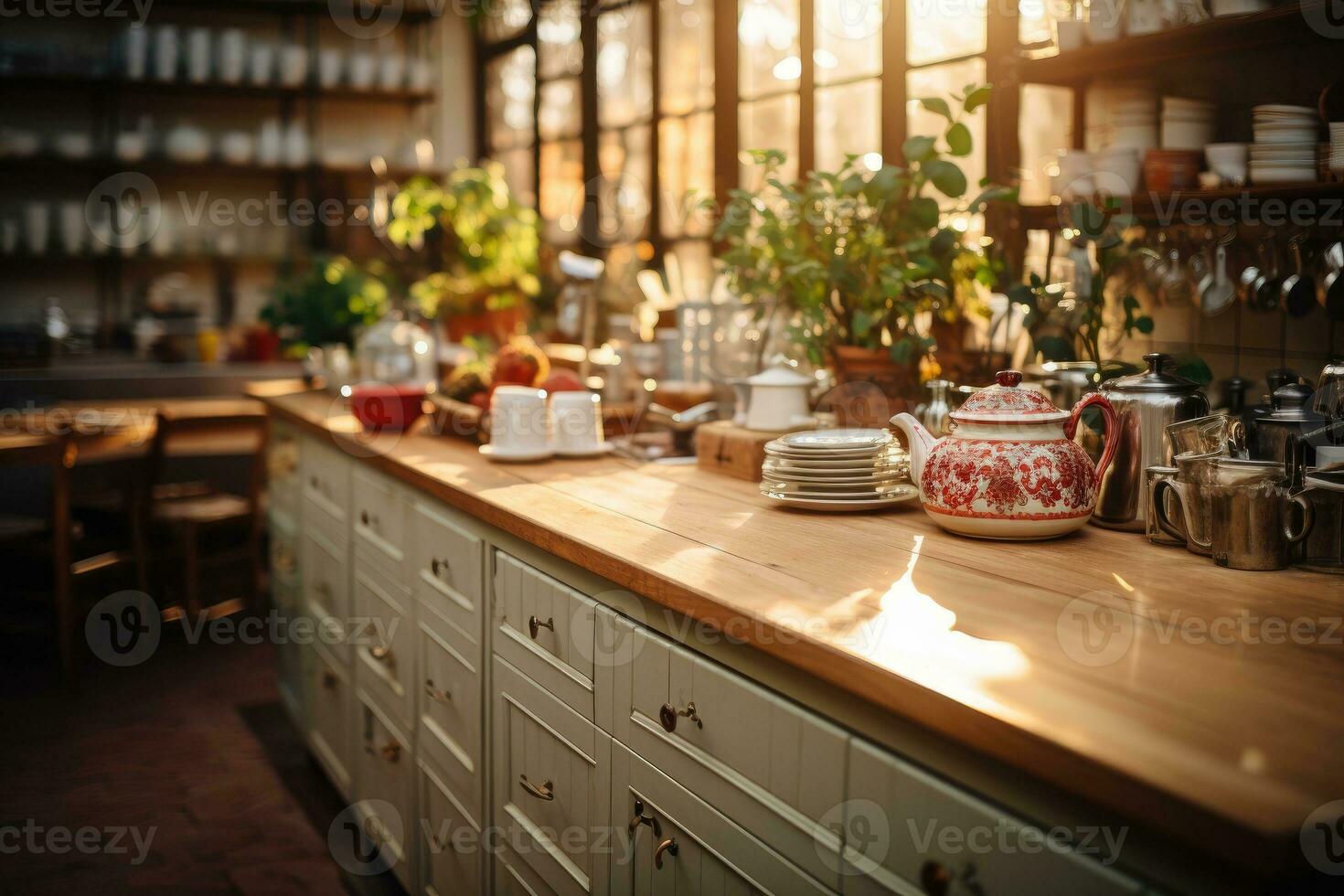 accogliente pomeriggio situazione nel il cucina ai generato foto