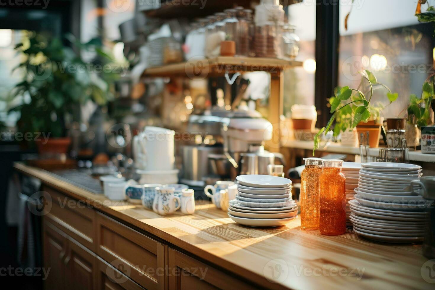 accogliente sera situazione nel il cucina ai generato foto