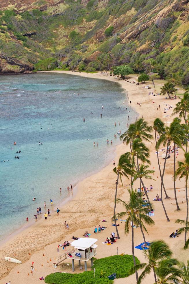 ripresa aerea della baia di hanauma hawaii foto