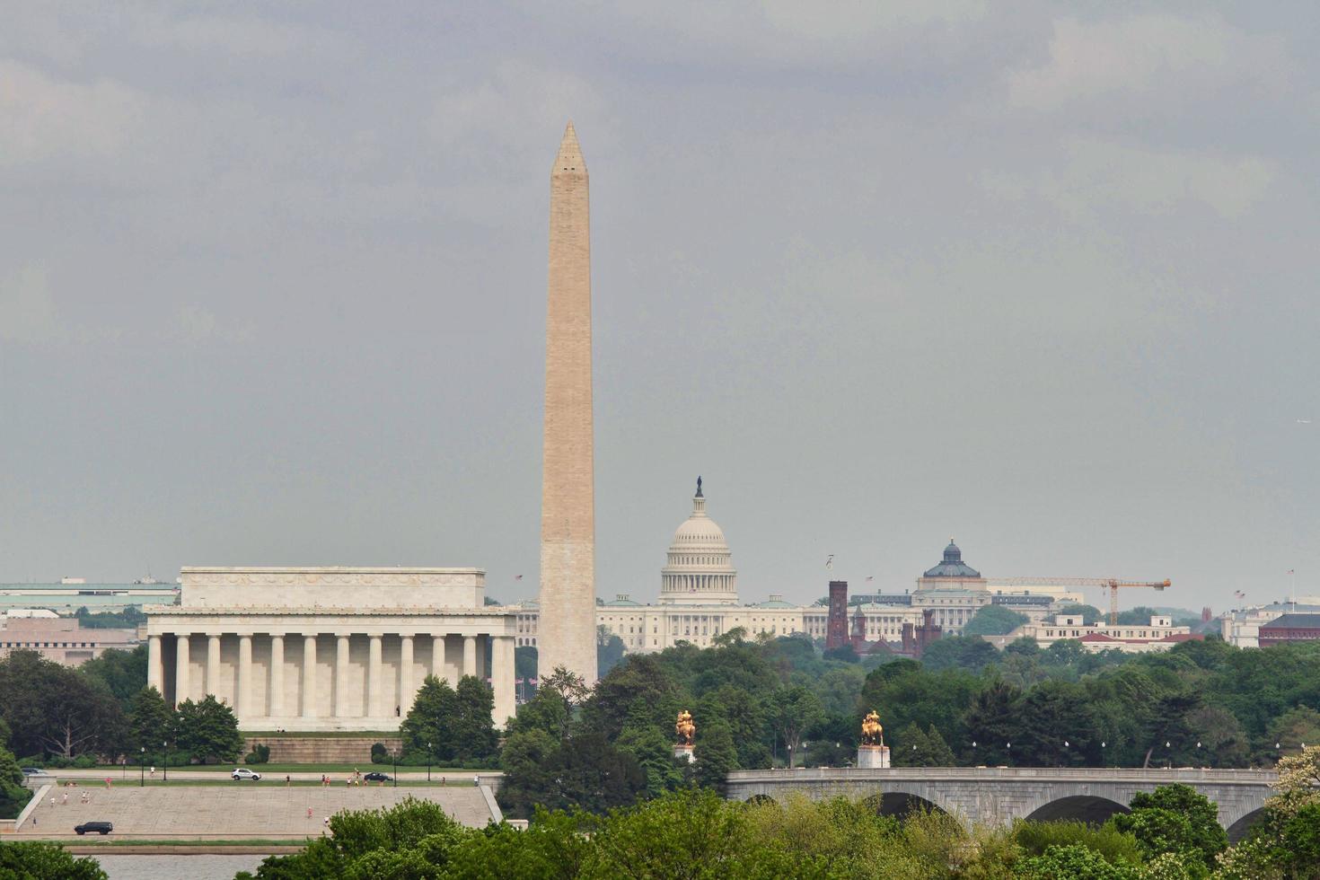 Washington DC vista, Lincoln Memorial, Washington Monument, Campidoglio foto