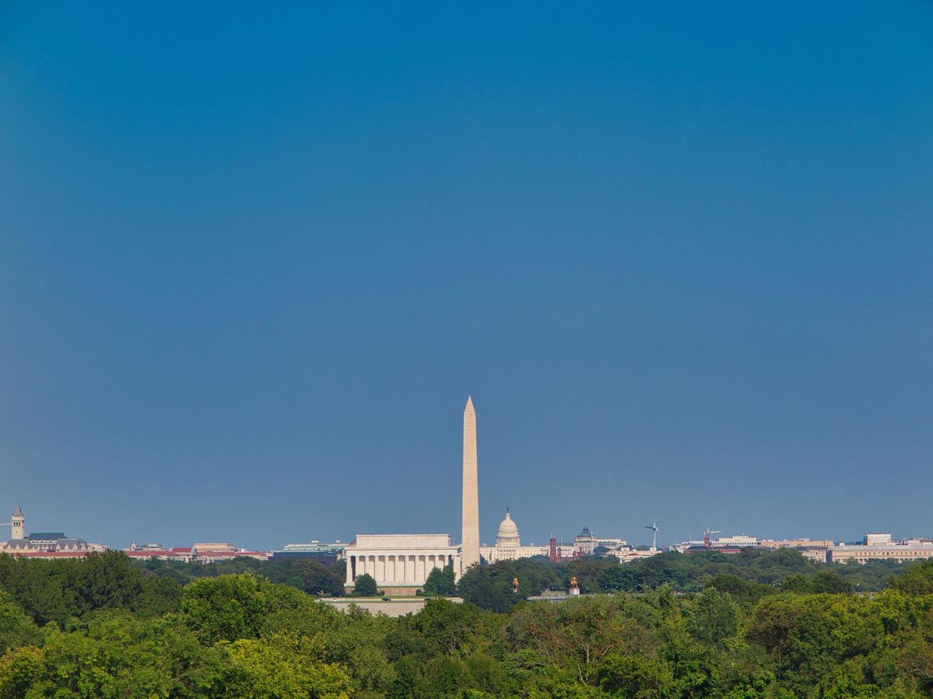 Washington DC vista, Lincoln Memorial, Washington Monument, Campidoglio foto