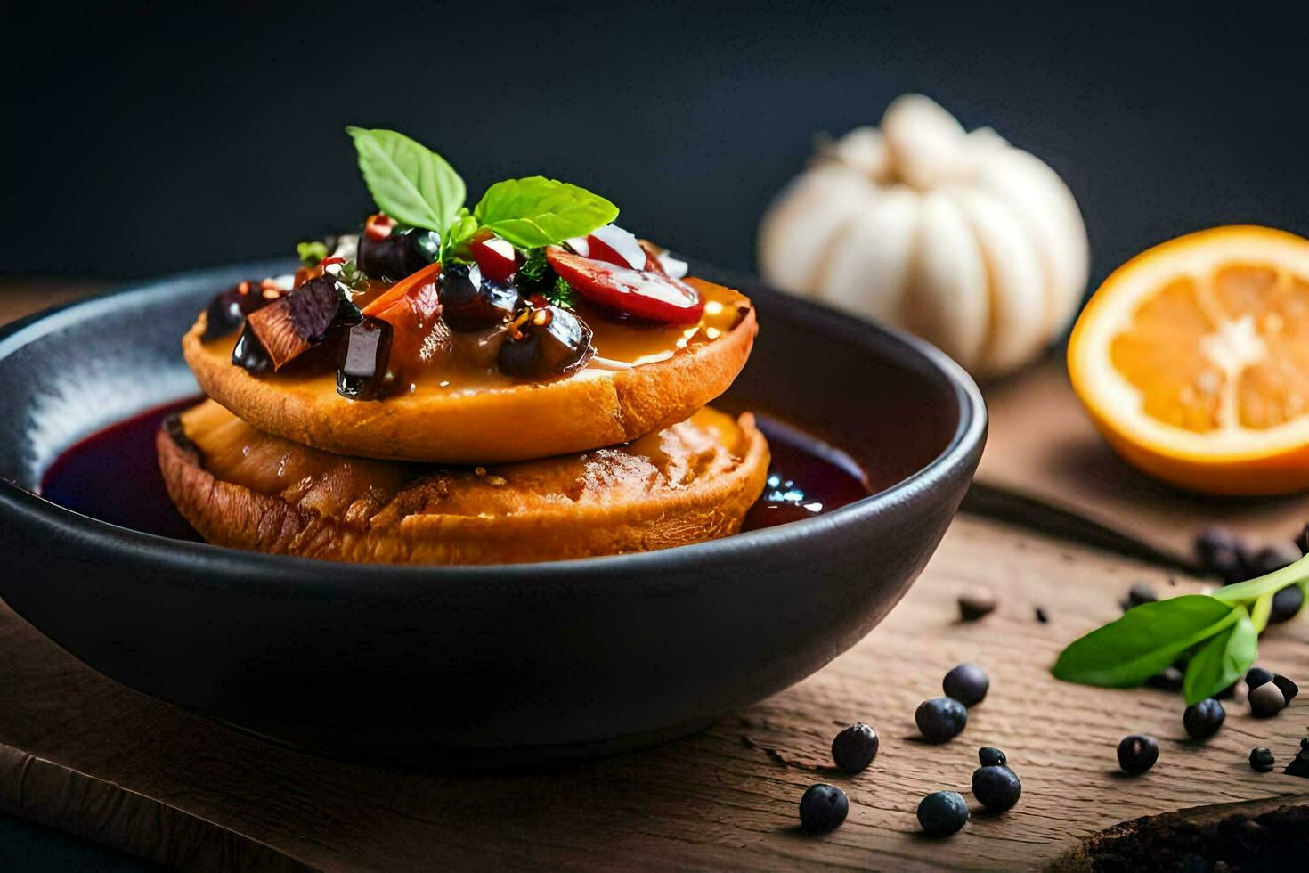 un' ciotola di cibo con frutta e verdure. ai-generato foto