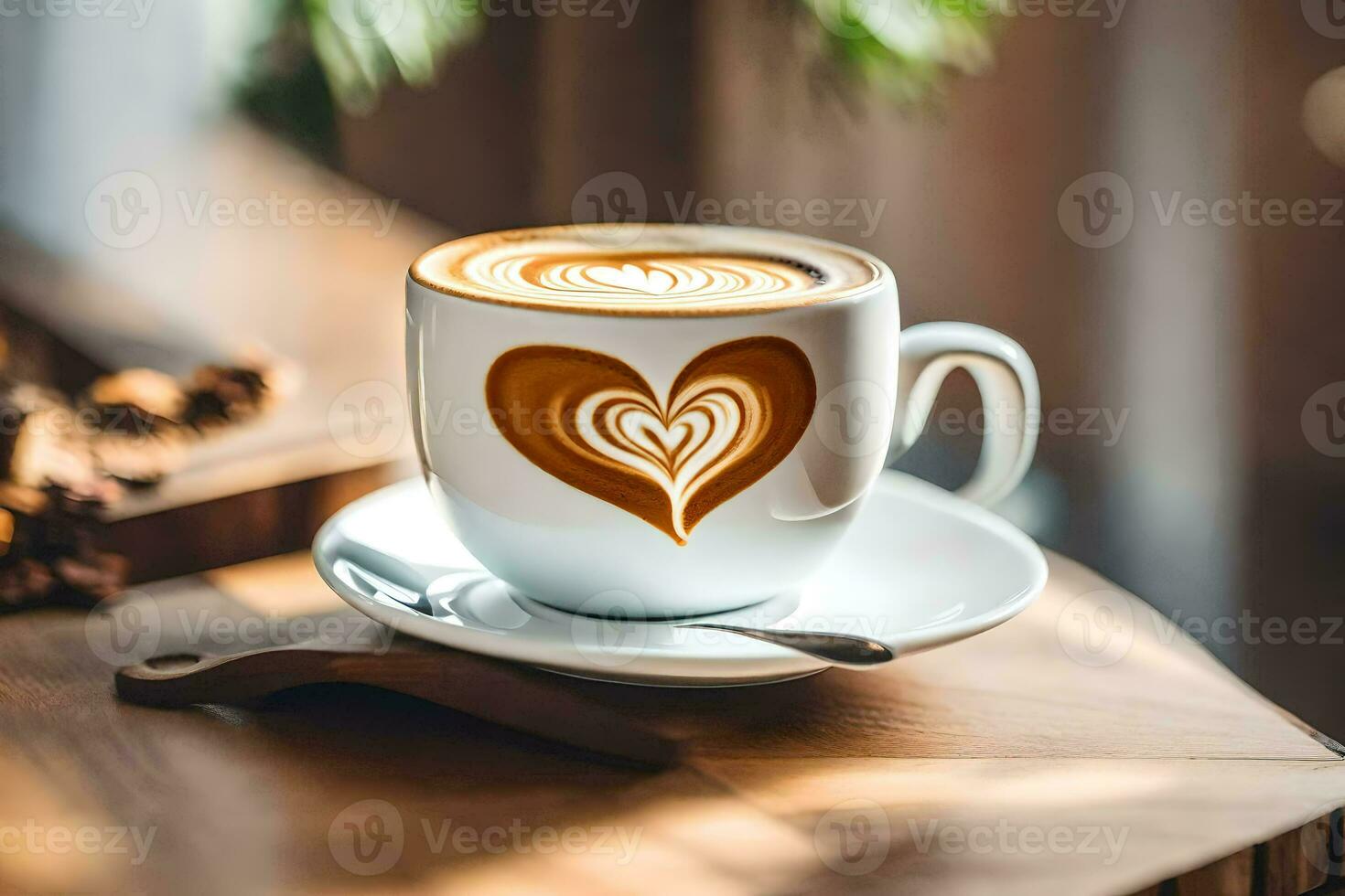 un' tazza di caffè con cuore sagomato latte macchiato arte. ai-generato foto