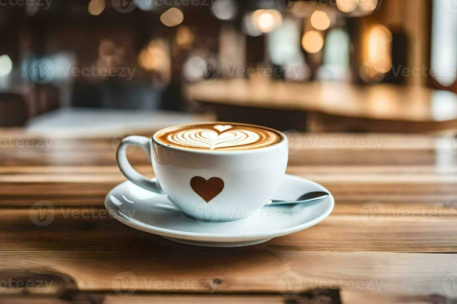 un' cappuccino con cuore design su il tazza. ai-generato foto