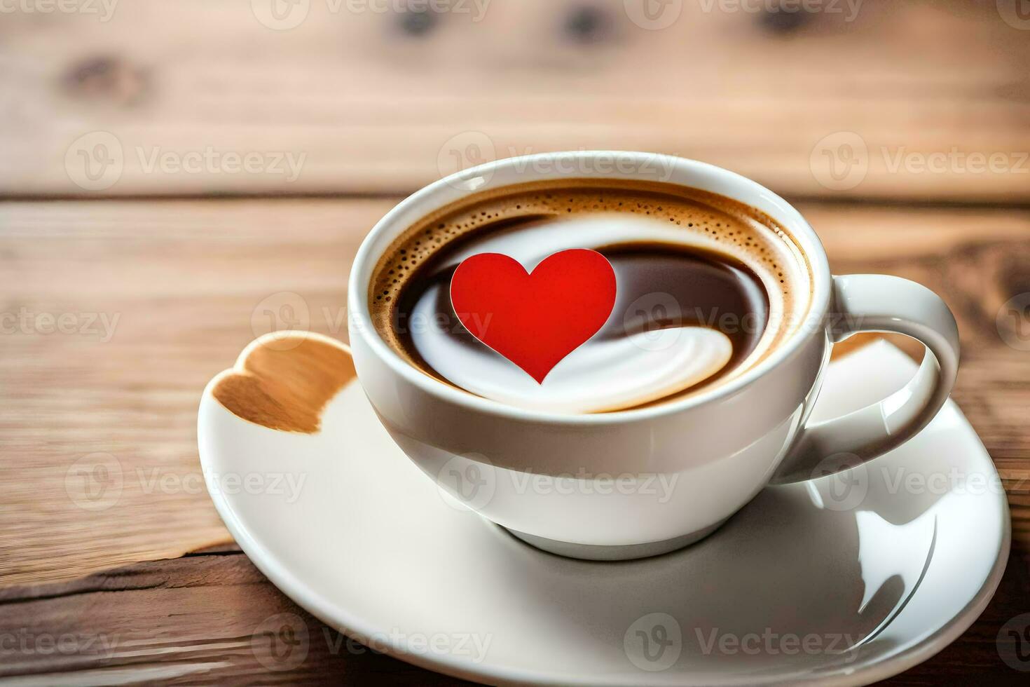 caffè con cuore su il piattino. ai-generato foto