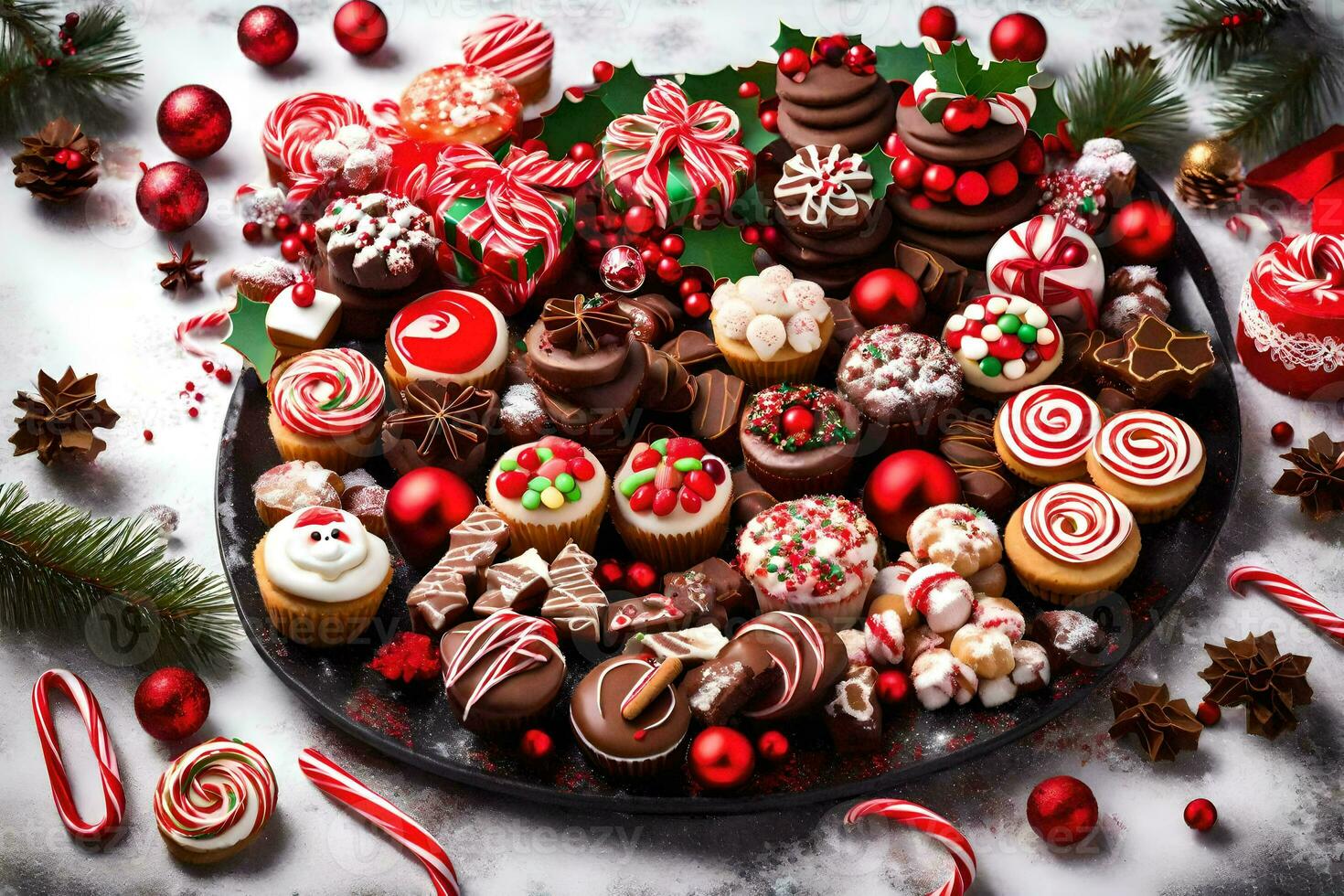 Natale dolci su un' piatto. ai-generato foto