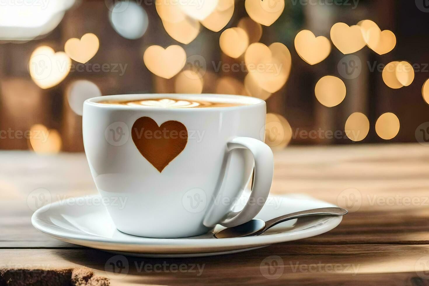 un' tazza di caffè con un' cuore nel il mezzo. ai-generato foto