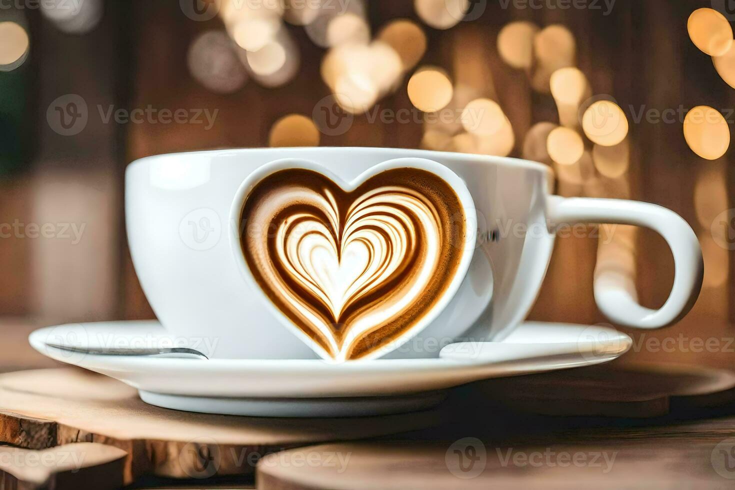 un' cuore sagomato latte macchiato nel un' tazza. ai-generato foto