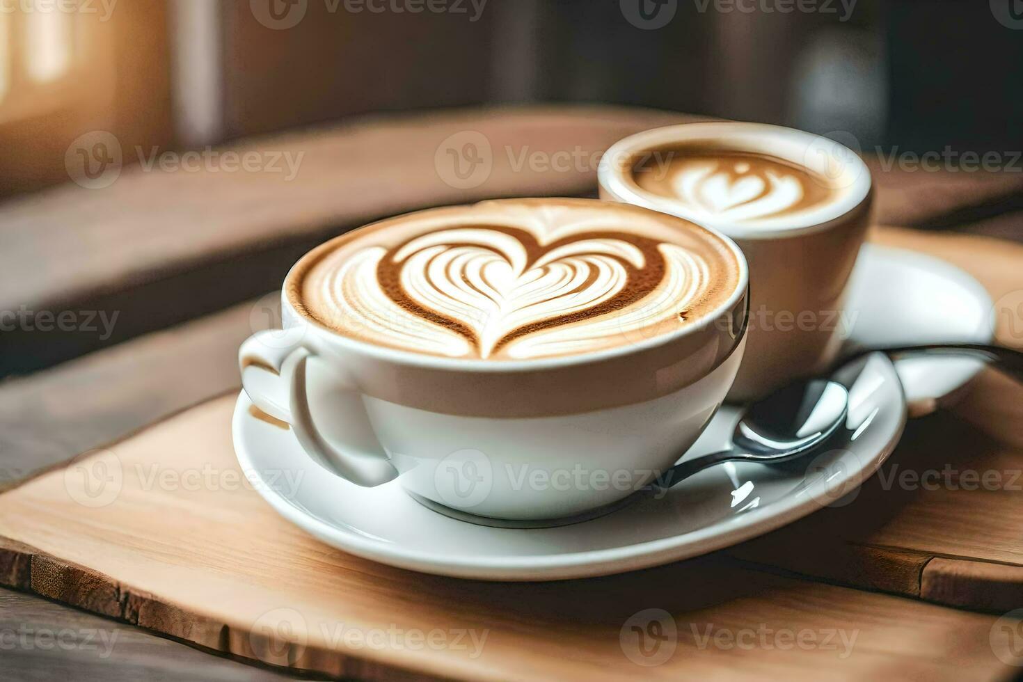 Tazze Di Ceramica Rosse E Nere Di Cappuccino Su Tavolo Di Legno in Un Caffè  Mockup Per Il Tuo Design Immagine Stock - Immagine di caffeina, caffè:  167989365