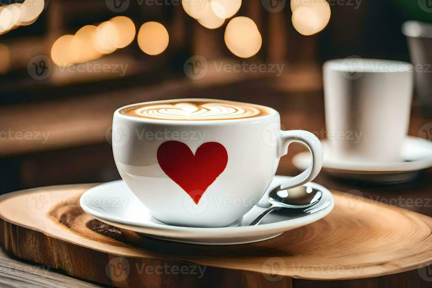 un' tazza di caffè con un' cuore su esso. ai-generato foto