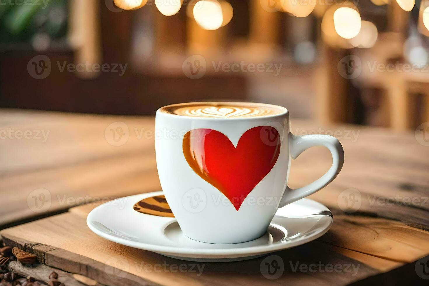 un' tazza di caffè con un' cuore dipinto su esso. ai-generato foto