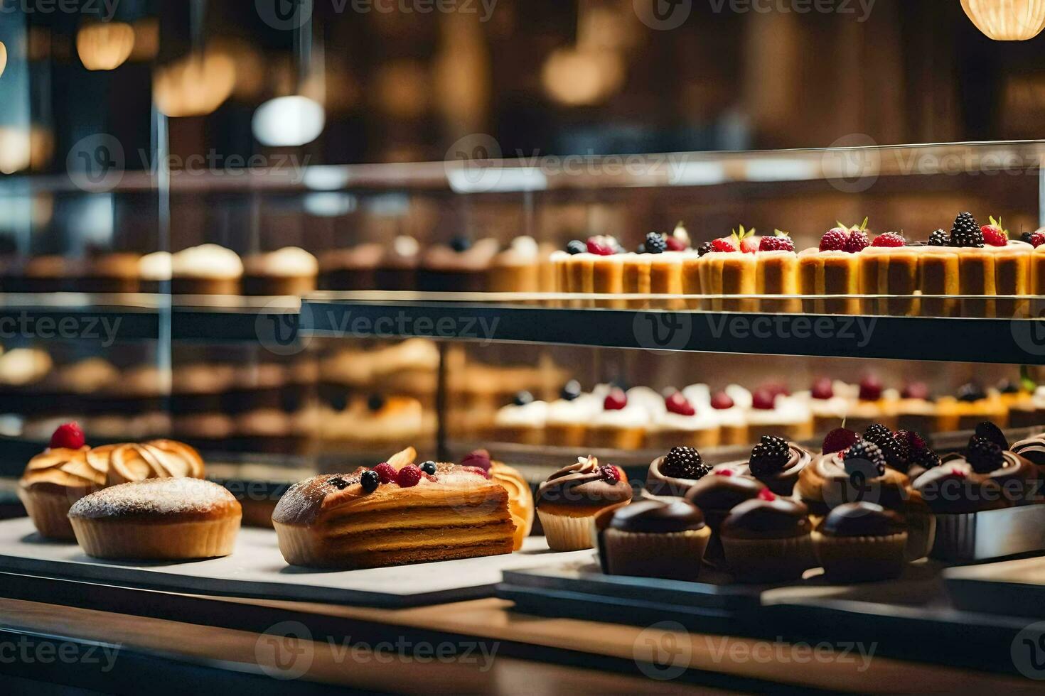 un' Schermo di pasticcini nel un' forno. ai-generato foto