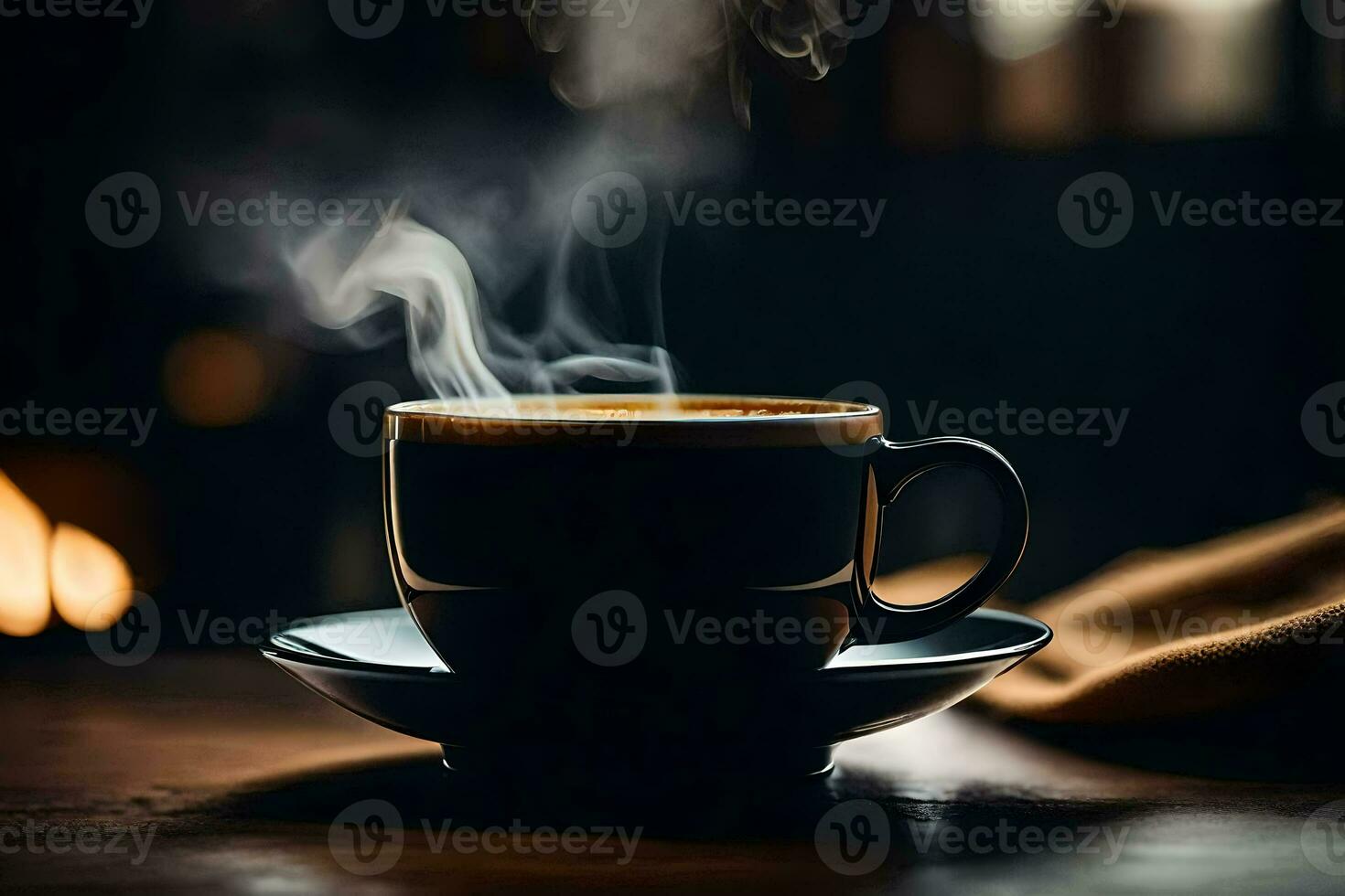 un' tazza di caffè su un' tavolo. ai-generato foto