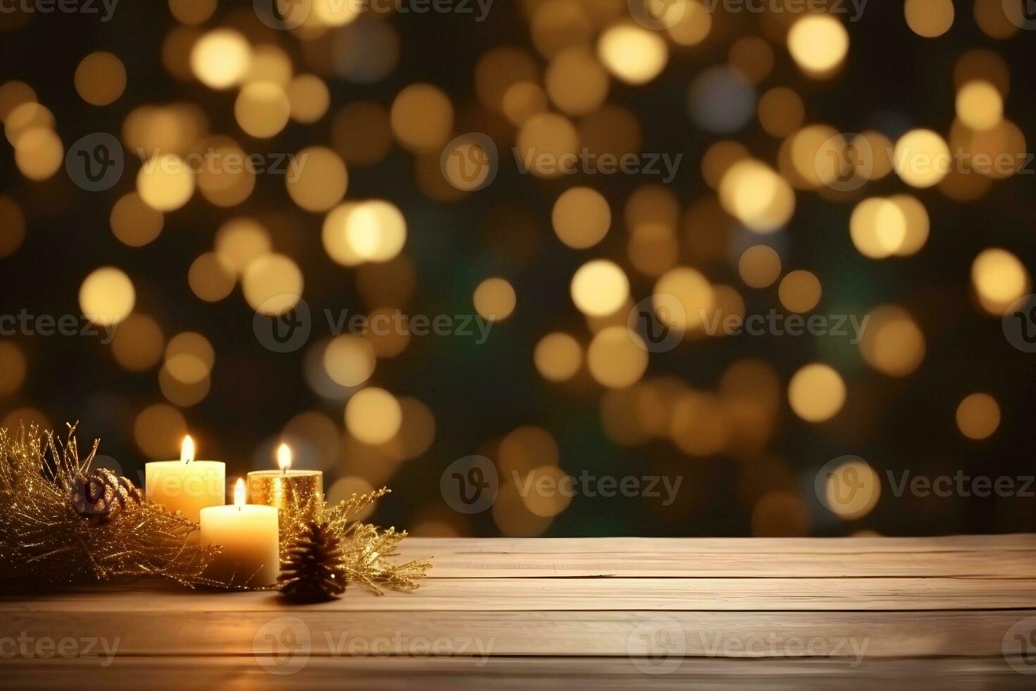 Natale sfondo, nuovo anni d'oro bokeh. ai generativo foto