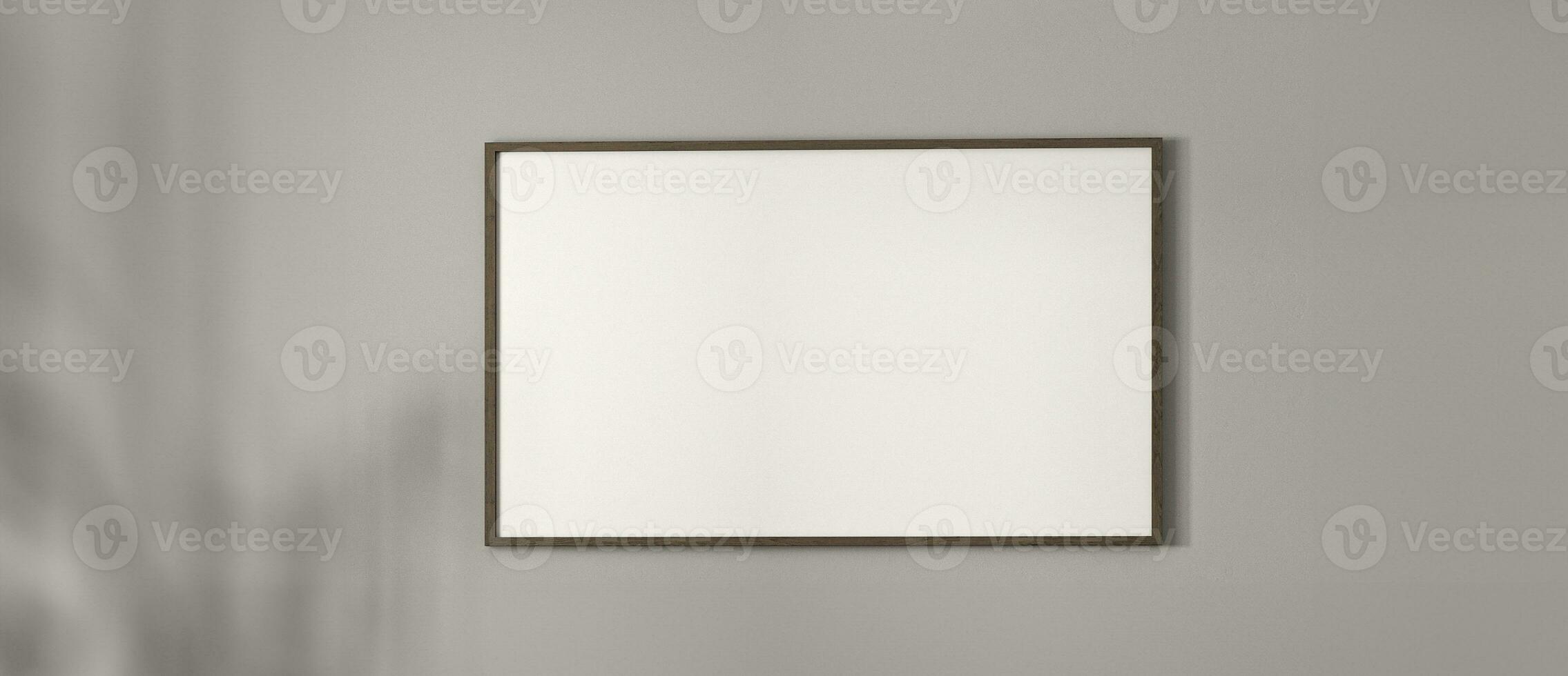 boho grigio vuoto parete con uno immagine telaio sfondo. leggero moderno giapponese natura Visualizza. 3d resa. alto qualità 3d illustrazione foto