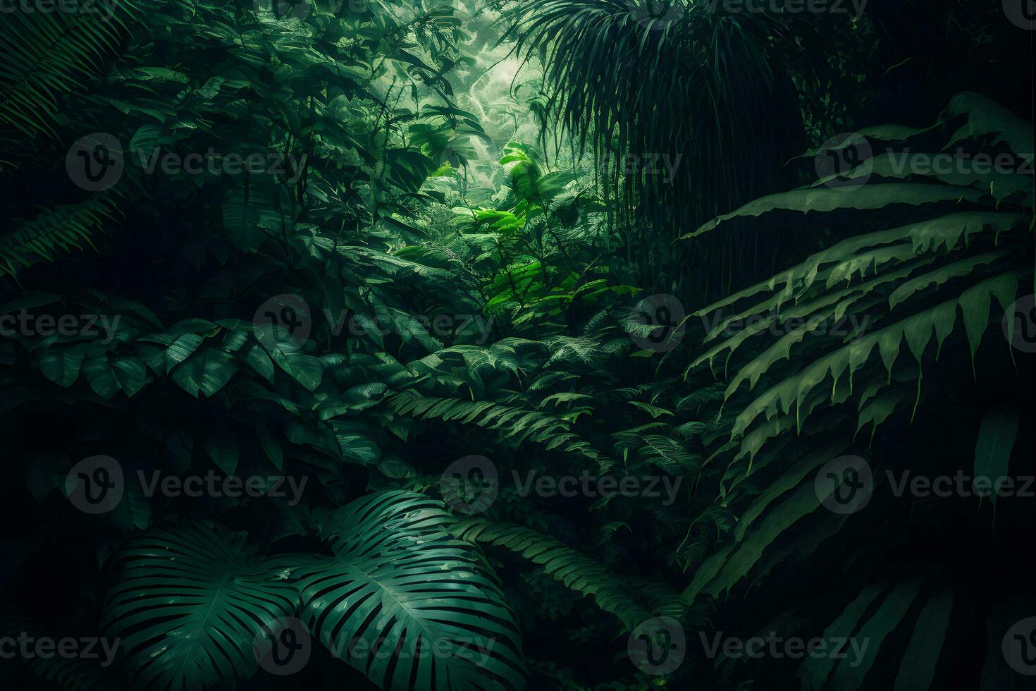 asiatico tropicale giungla foresta pluviale nel giorno. neurale Rete generato arte foto