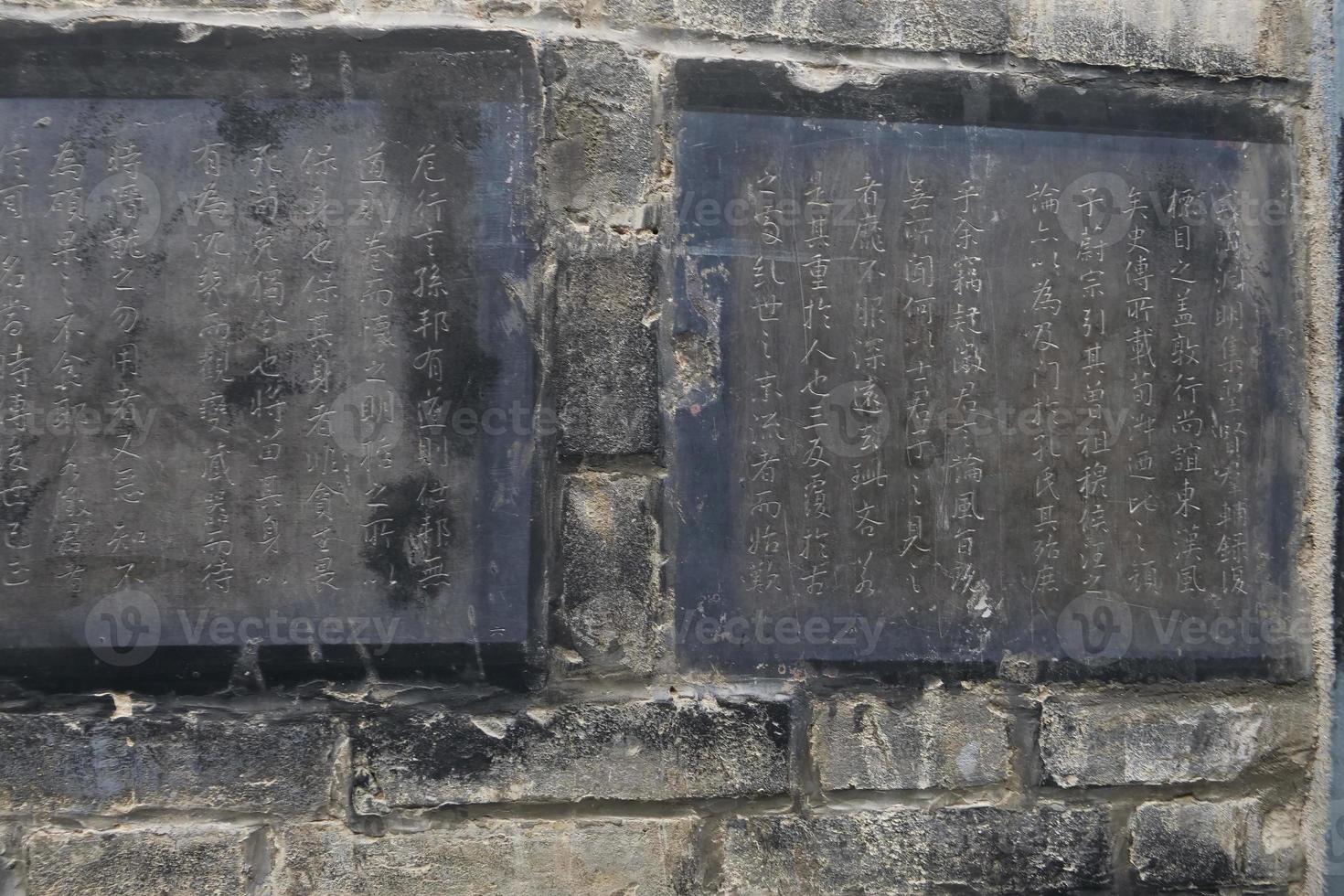 tavolette di pietra di calligrafia nella foresta di xian del museo delle stele di pietra, cina foto