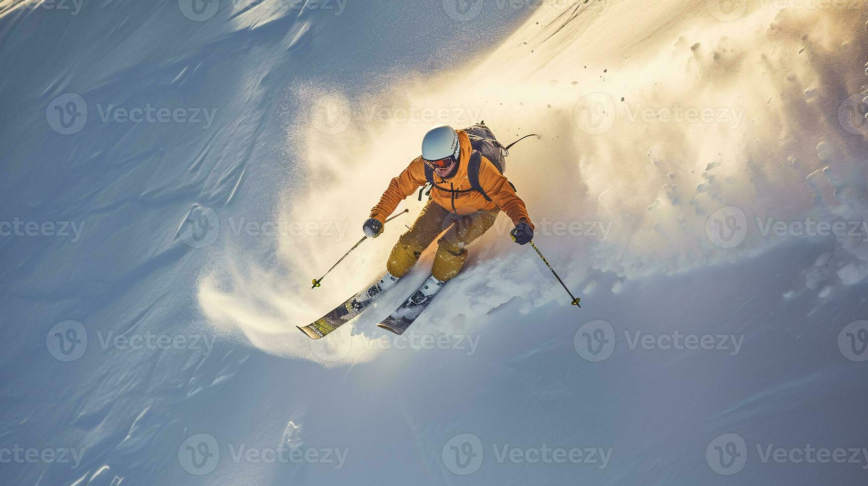 ai generativo inverno estremo gli sport freddo tiro di sciare nel movimento foto