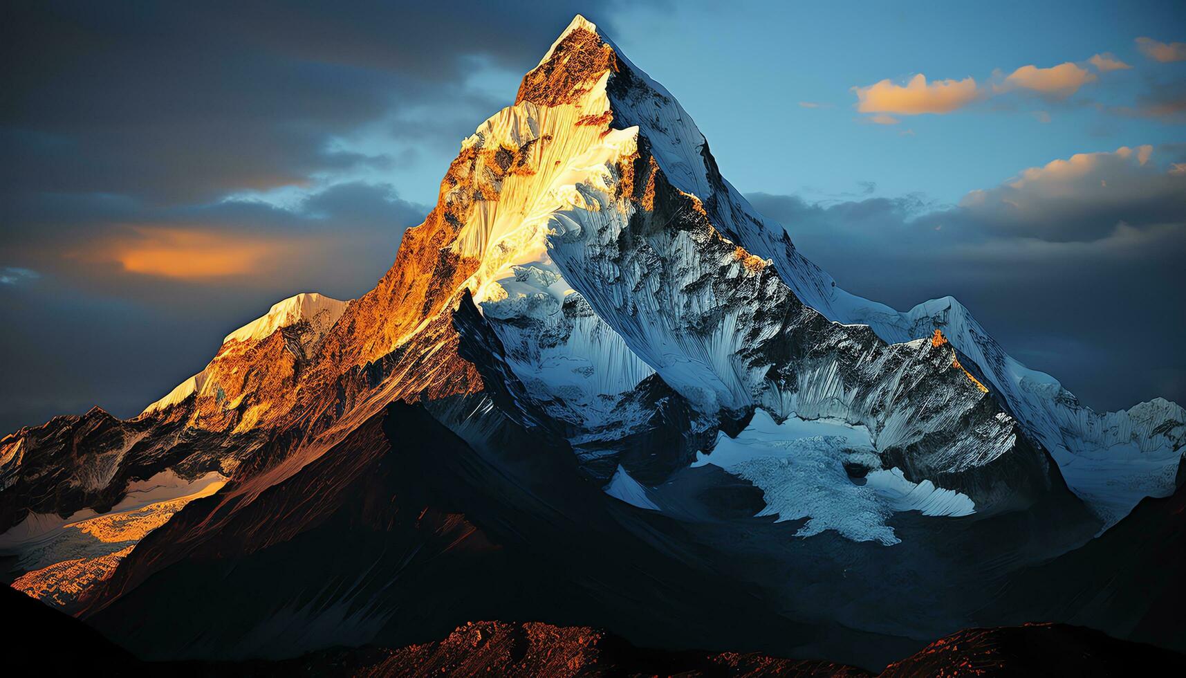 un' montagna picco è mostrato nel Questo Immagine ai generato foto