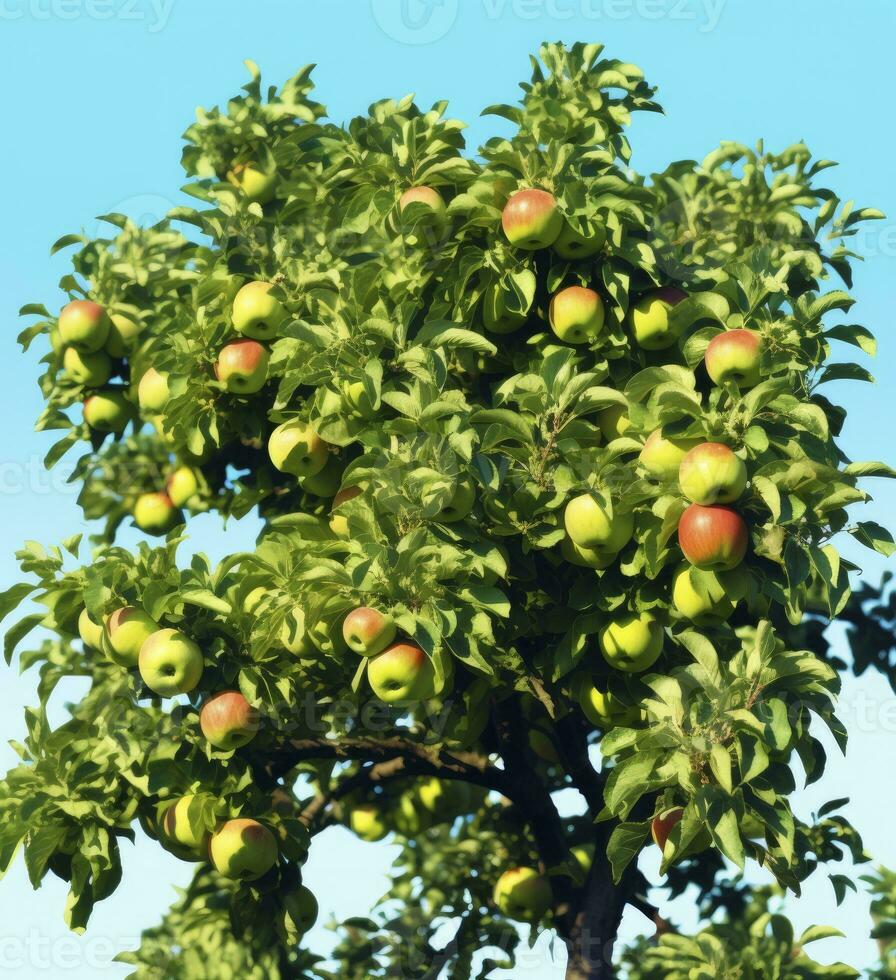 un' bellissimo verde Mela albero. ai generato foto