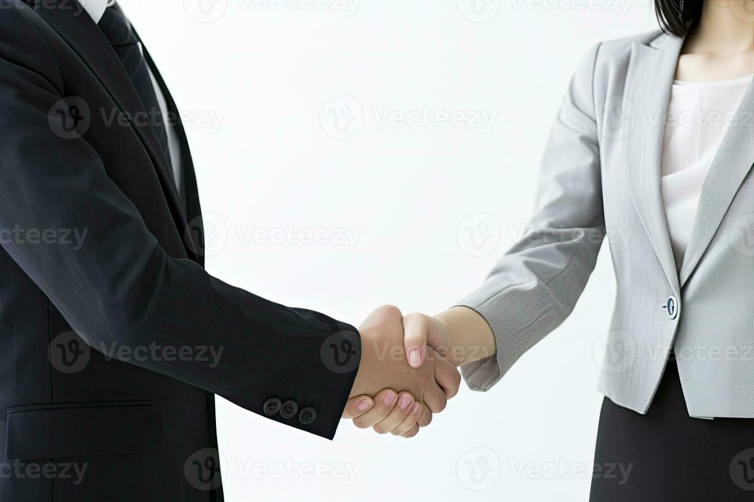 uomo e donne tremante mani dopo un colloquio. ai generato foto