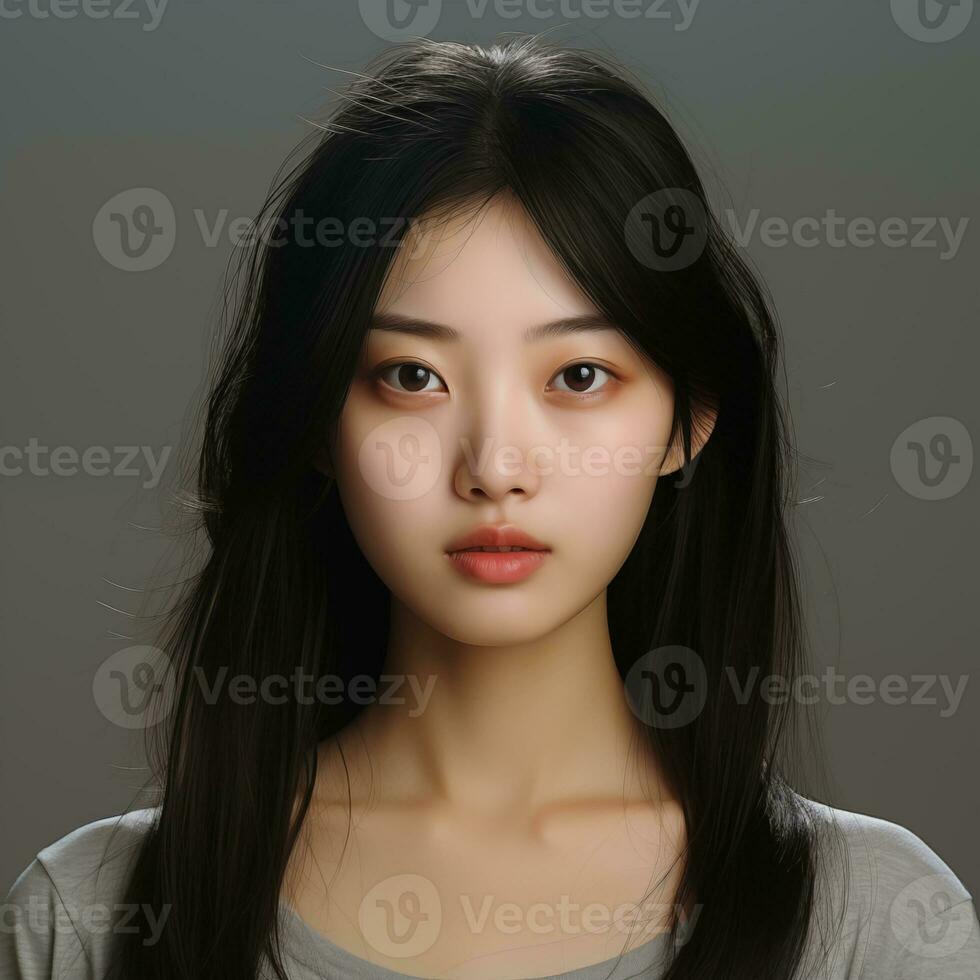 asiatico ragazza facciale Caratteristiche come come espressive e piacevole Sorridi generativo ai foto