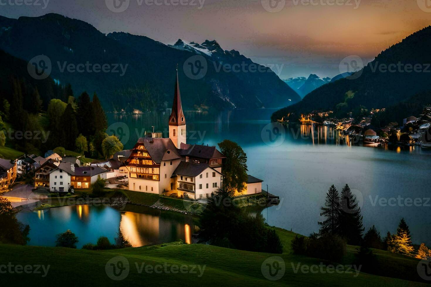 il villaggio di Hallstatt, Austria. ai-generato foto