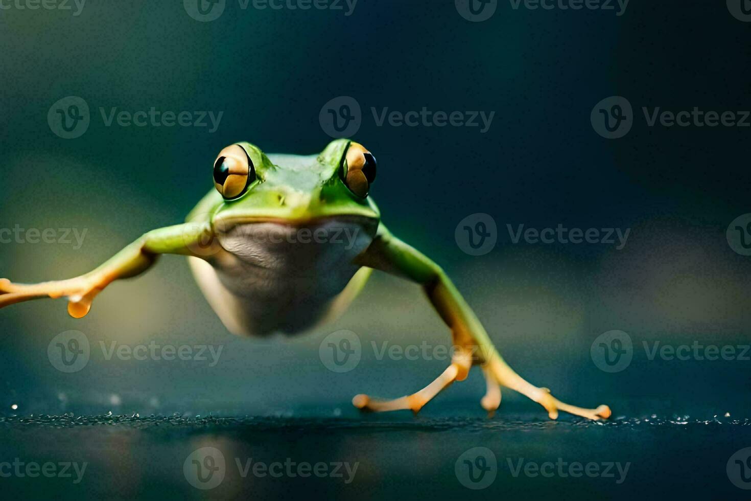 un' rana salto su il terra. ai-generato foto