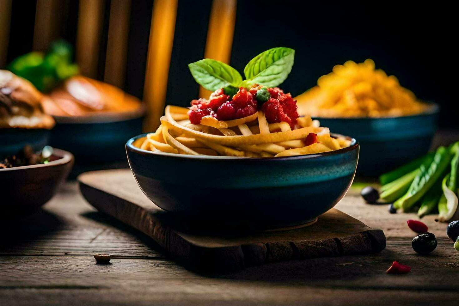 pasta con pomodoro salsa nel un' ciotola. ai-generato foto