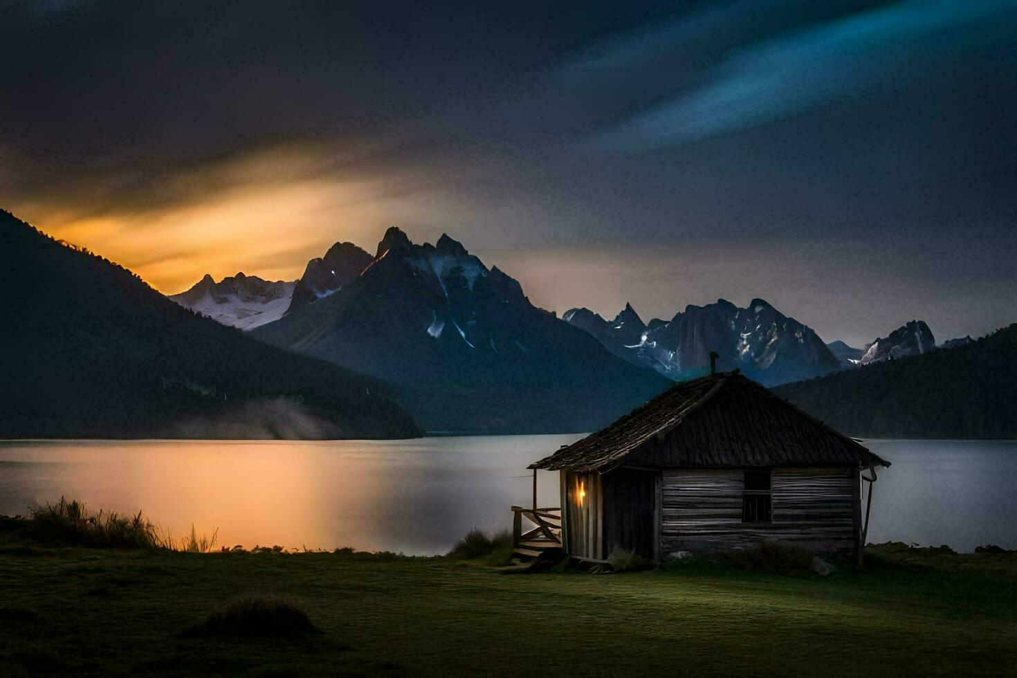 il cabina nel il montagne. ai-generato foto