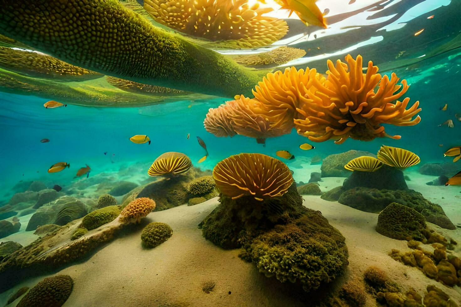 subacqueo foto di corallo barriere e pesce. ai-generato
