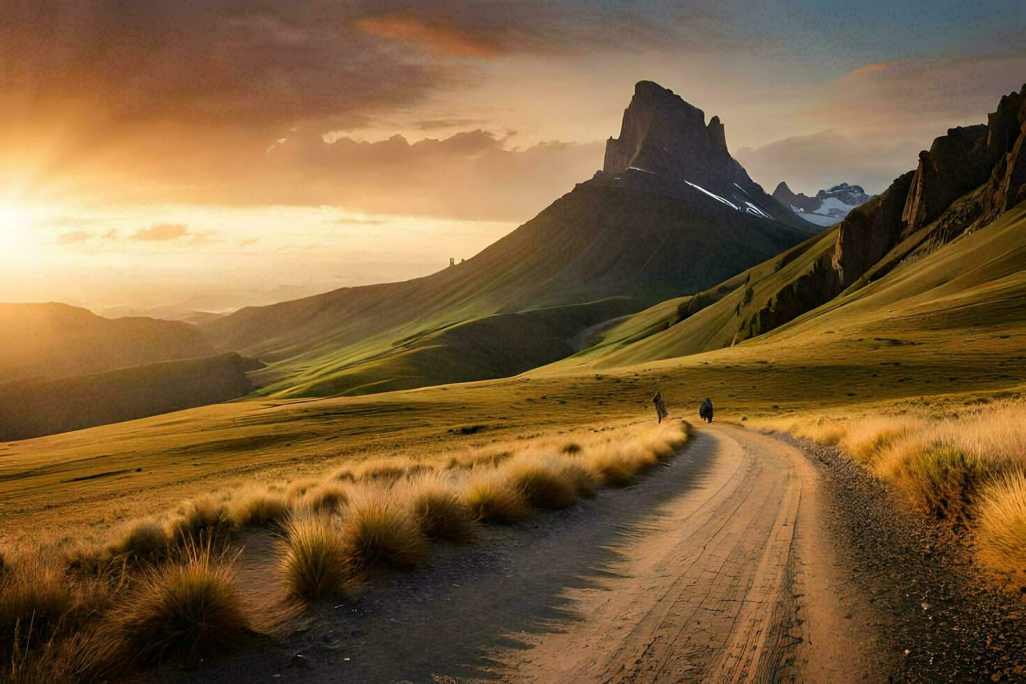 il strada per il montagne. ai-generato foto