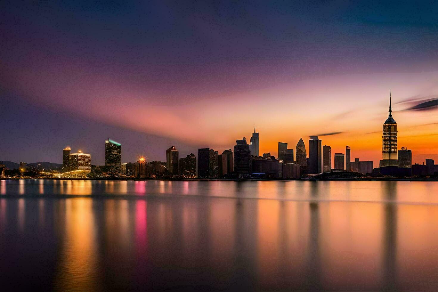 il città orizzonte a tramonto nel taiwan. ai-generato foto