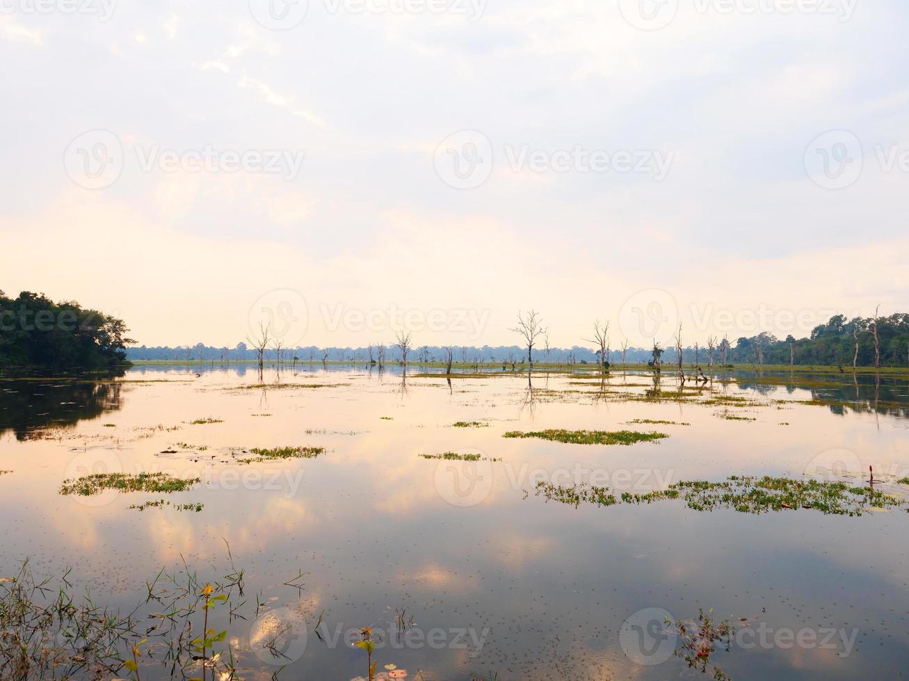 stagno del lago a neak poan nel complesso di angkor wat, siem reap cambogia. foto