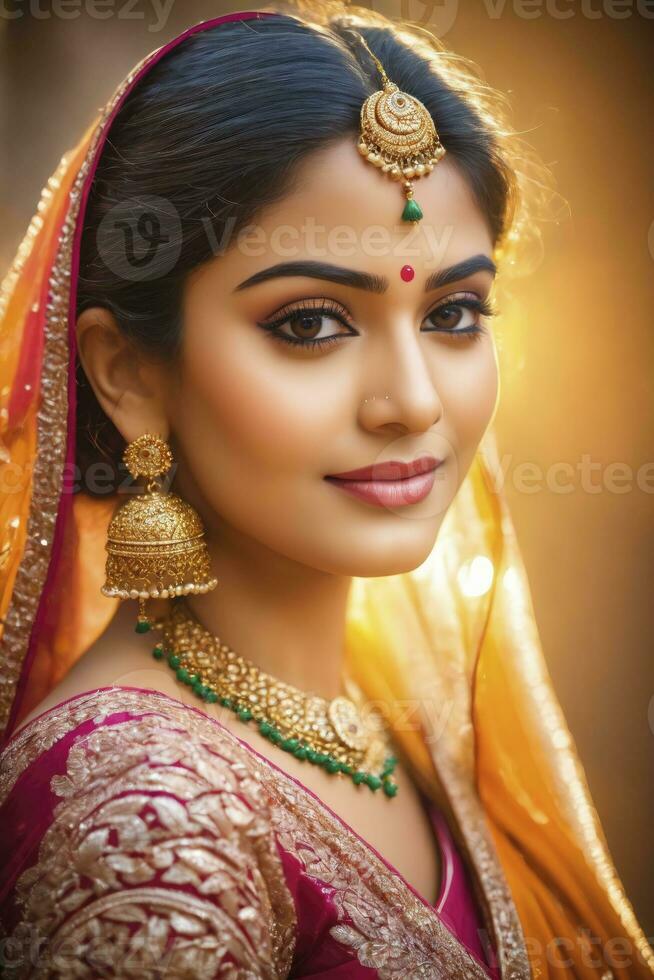 indiano eredità, indiano vestire, indiano vestiario, colorato, vibrante, ornato foto