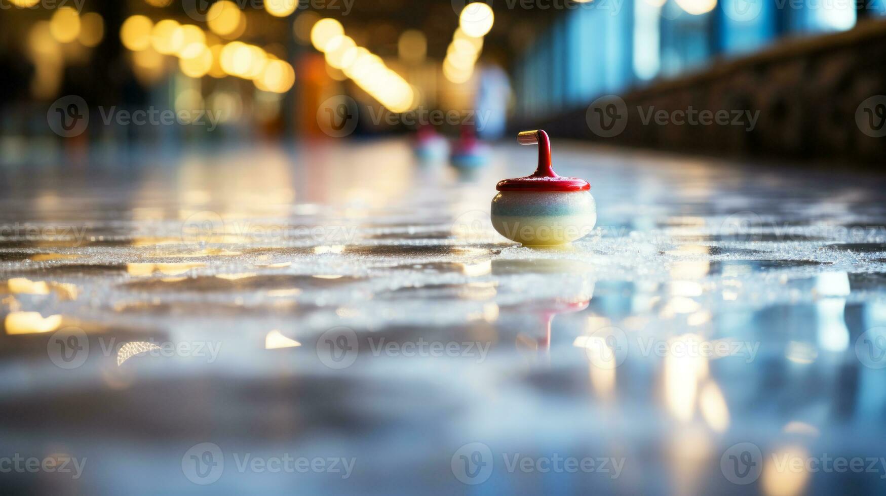 curling, inverno gli sport, ghiaccio gli sport su il ghiaccio pista di pattinaggio. ai generato. foto