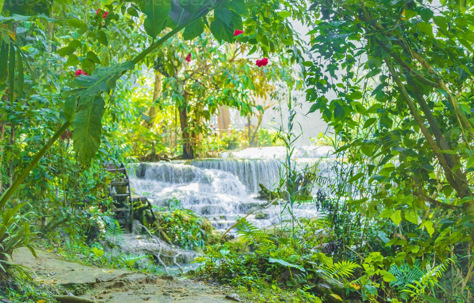 cascate più belle kuang si cascata luang prabang laos. foto