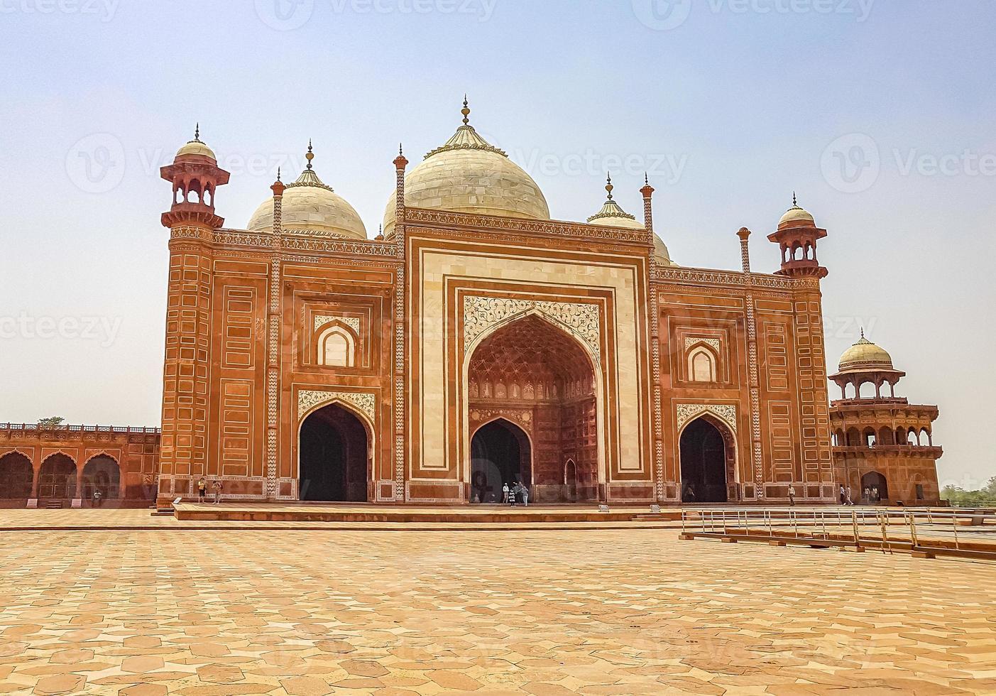 Taj Mahal Mahal Kau Ban Moschea Agra Uttar Pradesh, India. foto