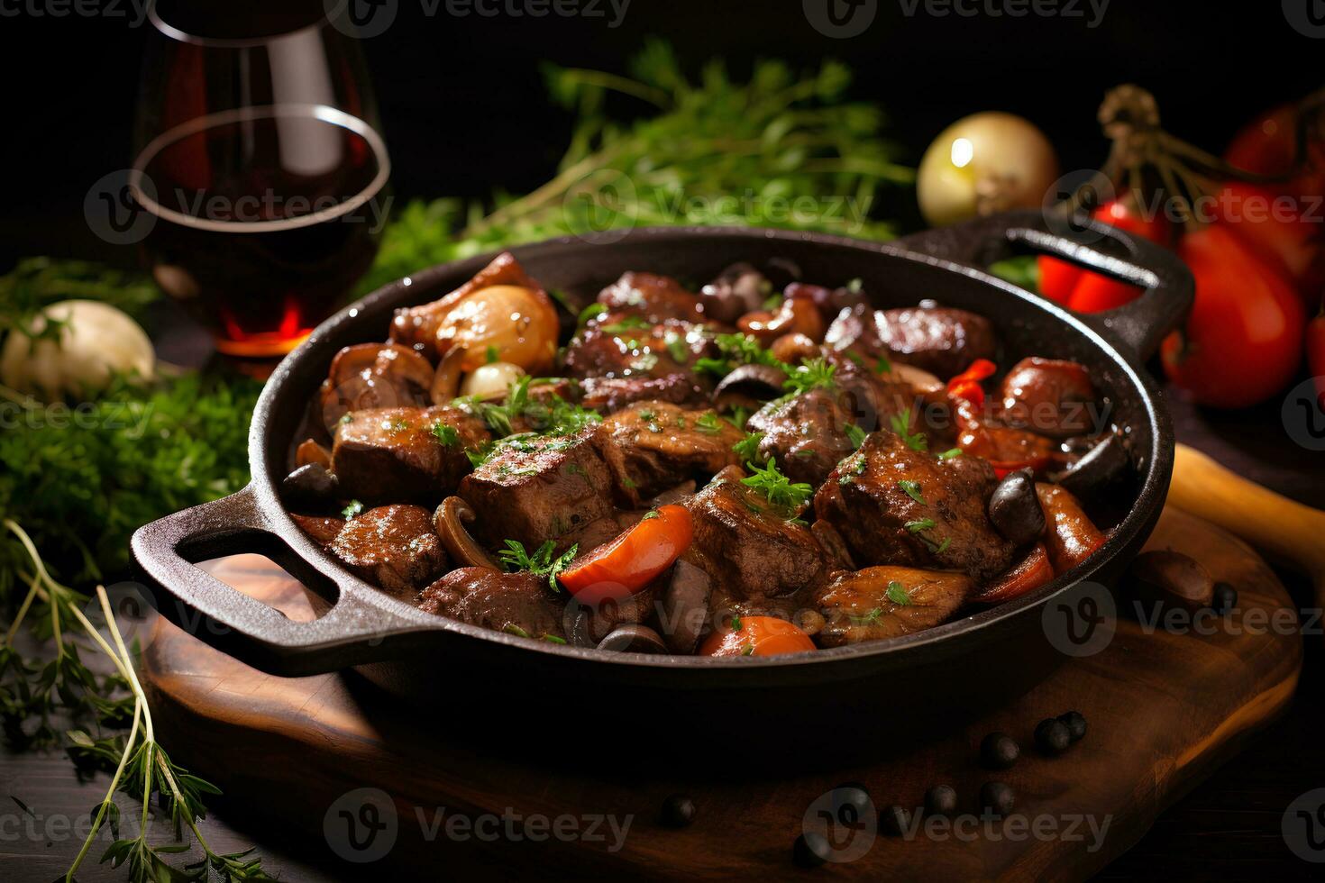 Manzo bourguignon carne stufato. ai generativo foto