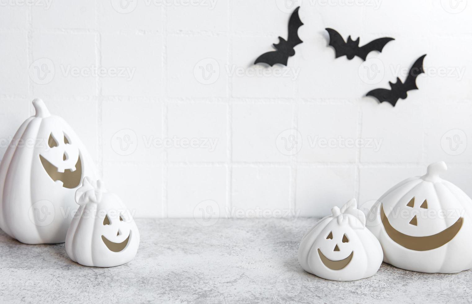 zucche di halloween e decorazioni jack o lantern foto