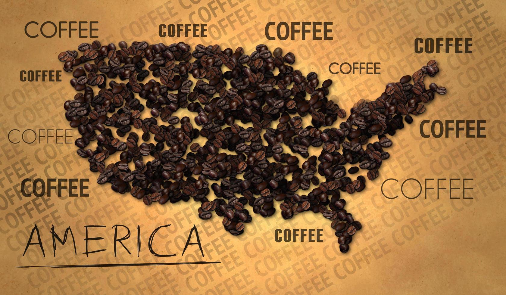 America mappa produttore di chicchi di caffè su carta vecchia foto