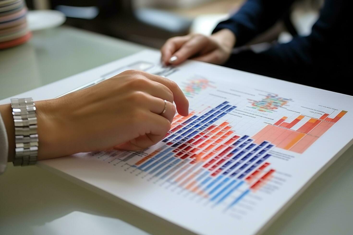 dati analisi, attività commerciale statistiche. attività commerciale analitica concetto. grafici e grafici per attività commerciale contabilità e analisi. generato di artificiale intelligenza foto