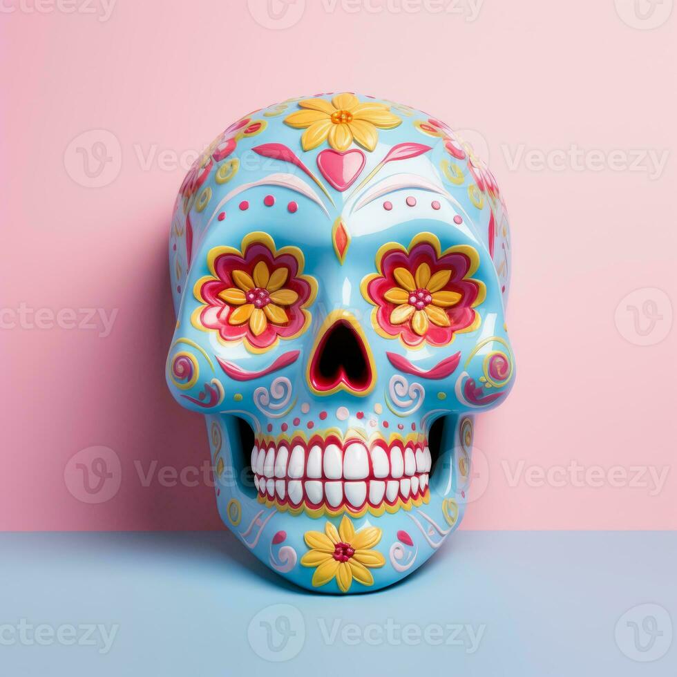 ai generato il luminosa sugarloaf cranio è fatto nel messicano tradizioni. foto