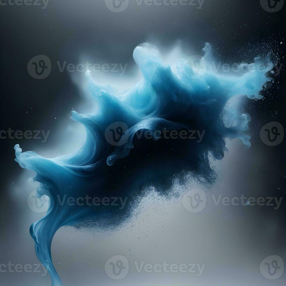 un' vicino su di un' onda di acqua su un' nero sfondo, acqua arte, onda di acqua particelle foto